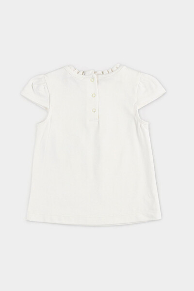 Kız Bebek Baskı Detaylı Kısa Kollu Ekru Tişört - PANÇO (1)