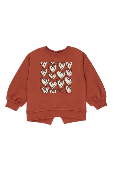 Kız Bebek Baskılı Kiremit Sweatshirt - 1