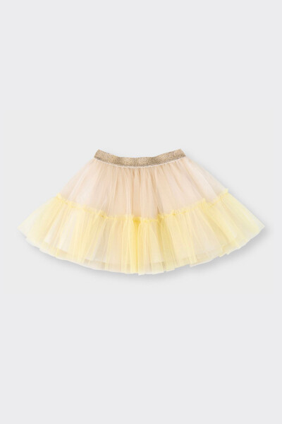 Kız Bebek Beli Simli Lastikli İçi Pamuk Astarlı Tütü Bej Etek - PANÇO