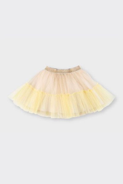 Kız Bebek Beli Simli Lastikli İçi Pamuk Astarlı Tütü Bej Etek - PANÇO (1)