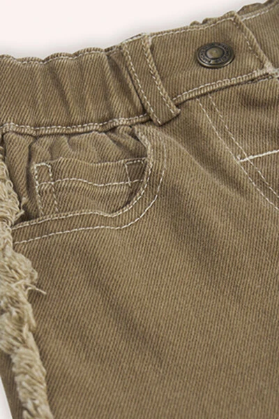 Kız Bebek Beli Lastikli Camel Kot Pantolon - 3
