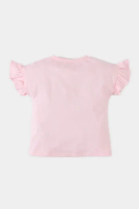 Bisiklet Yaka Baskılı Kısa Kollu Tişört Kız Bebek E8385A525SM - Pembe-PN992 - 3