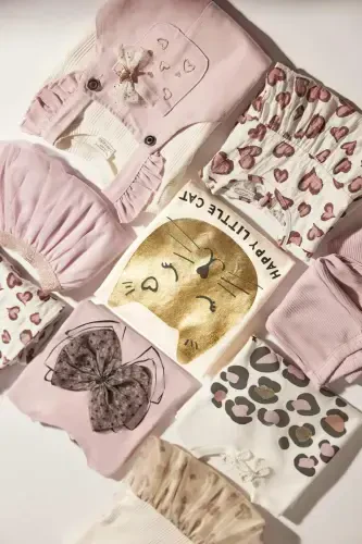 Kız Bebek Bisiklet Yaka Baskılı Uzun Kollu Tişört E5460A525SP - 5