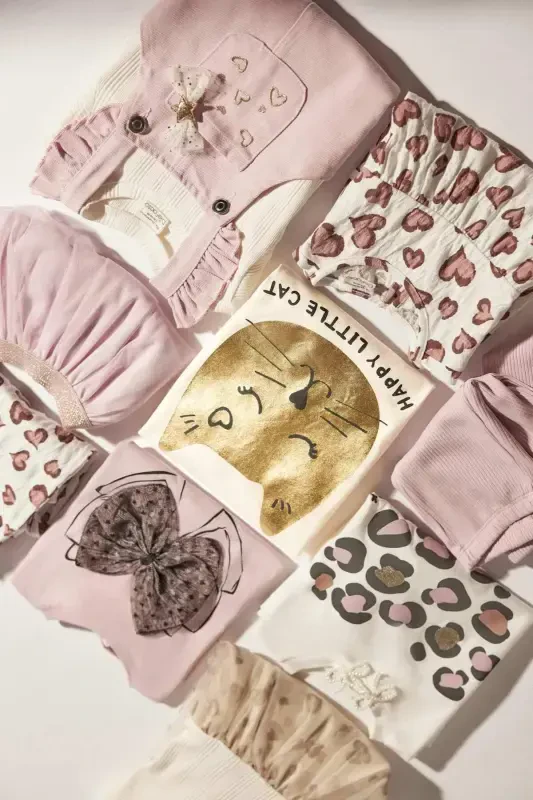 Kız Bebek Bisiklet Yaka Baskılı Uzun Kollu Tişört E5460A525SP - 5