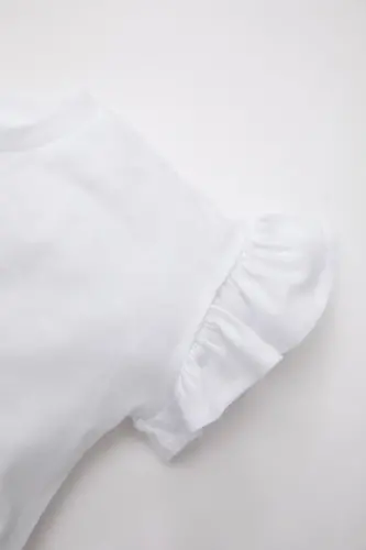 Kız Bebek Bisiklet Yaka Çiçekli Kısa Kollu Tişört Z9212a225sm-Beyaz - 3