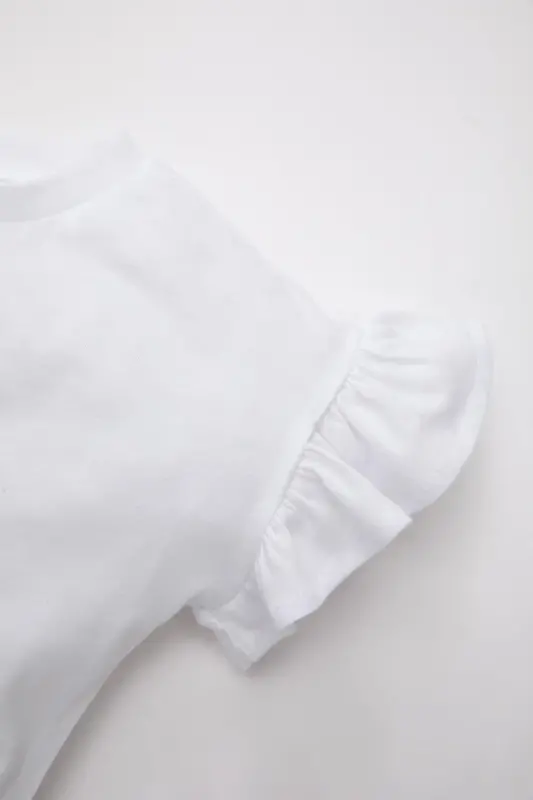 Kız Bebek Bisiklet Yaka Çiçekli Kısa Kollu Tişört Z9212a225sm-Beyaz - 3