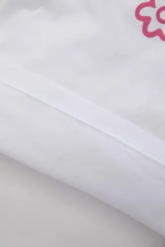 Kız Bebek Bisiklet Yaka Çiçekli Kısa Kollu Tişört Z9212a225sm-Beyaz - 4