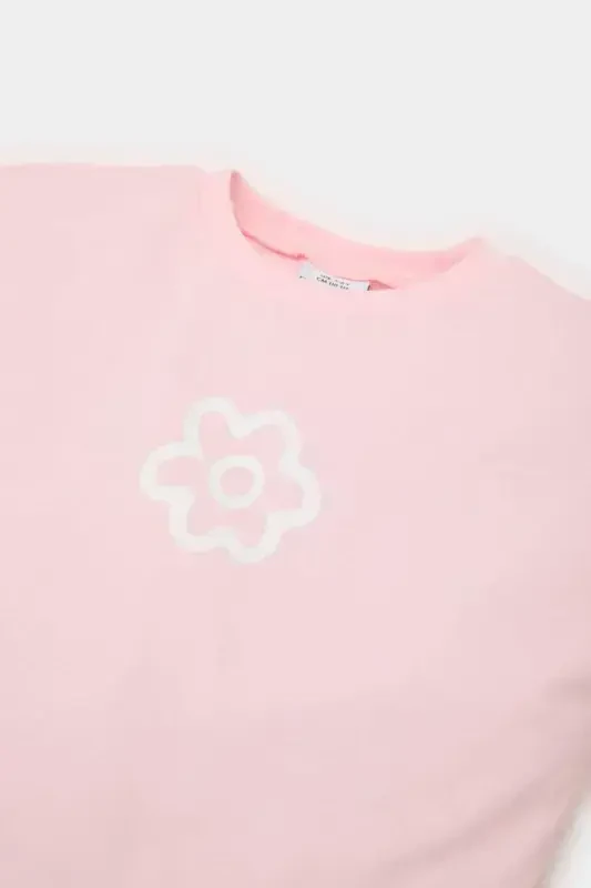 Kız Bebek Bisiklet Yaka Çiçekli Kısa Kollu Tişört Z9212A225SM-Pembe - 2