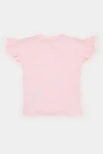 Kız Bebek Bisiklet Yaka Çiçekli Kısa Kollu Tişört Z9212A225SM-Pembe - 4
