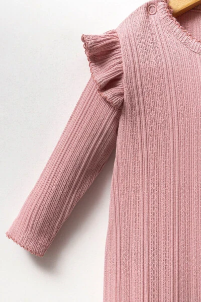 Kız Bebek Çıtçıtlı Patikli %100 Pamuk Bandanalı Tulum - 3