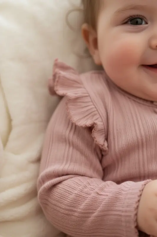 Kız Bebek Çıtçıtlı Patikli %100 Pamuk Bandanalı Tulum Pudra - PUDRA - 7