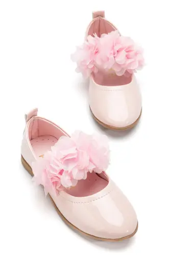 Kız Bebek-Çocuk Fiyonklu Babet Ayakkabı-PEMBE 