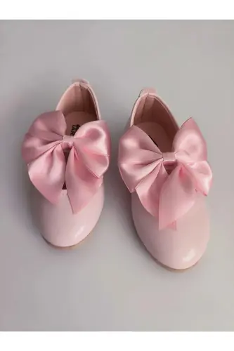 Kız Bebek-Çocuk Fiyonklu Babet Ayakkabı-PEMBE RUGAN - 3
