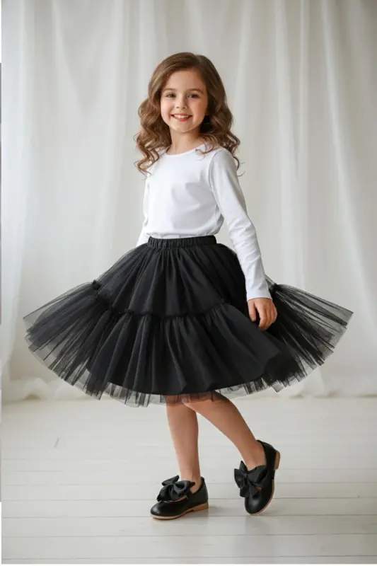 Kız Bebek-Çocuk Fiyonklu Babet Ayakkabı-Siyah Metalik - 2