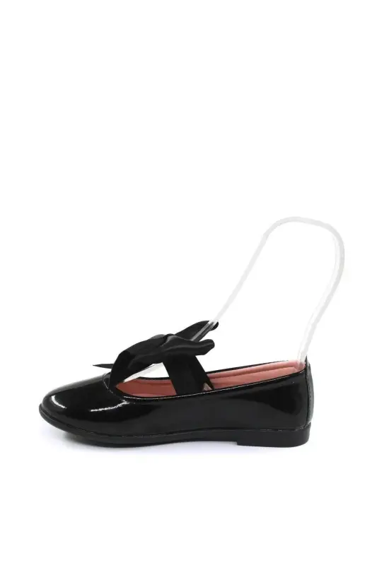 Kız Bebek-Çocuk Fiyonklu Babet Ayakkabı-SİYAH RUGAN - 2