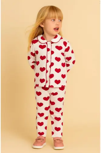 Kız Bebek Çocuk Pamuklu Oyali Pijama Takımı Hediyelik-Çok Renkli 