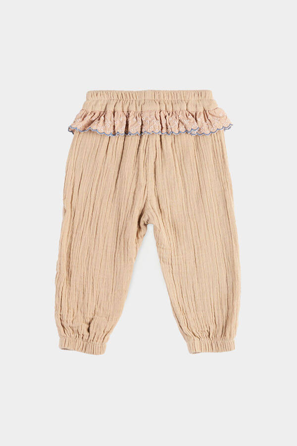 Kız Bebek Dantel Detaylı Bej Pantolon-037 - 2