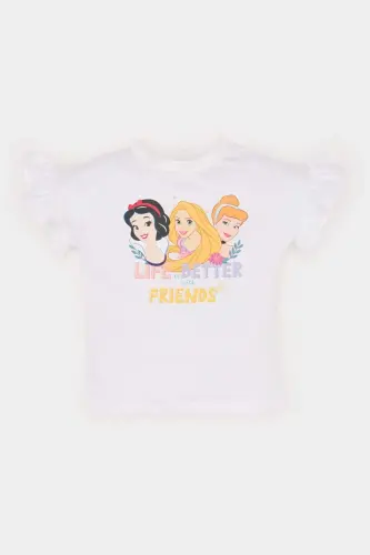 Disney Prenses Bisiklet Yaka Kısa Kollu Tişört Kız Bebek E4871A525SM - Beyaz-WT34 