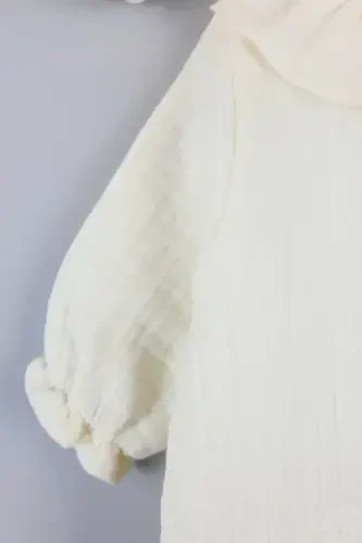 Kız Bebek Isimli Organik Müslin Yenidoğan Tulum Hastane Çıkışı Bebek Hediyelik Yazlık Tulum-Krem - 3