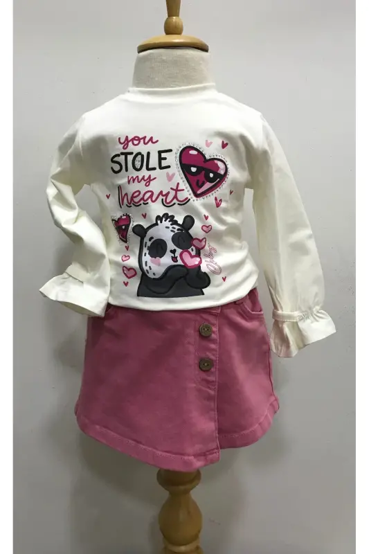 KIZ BEBEK JEAN ŞORT ETEK - PEMBE - ÇIKOBY