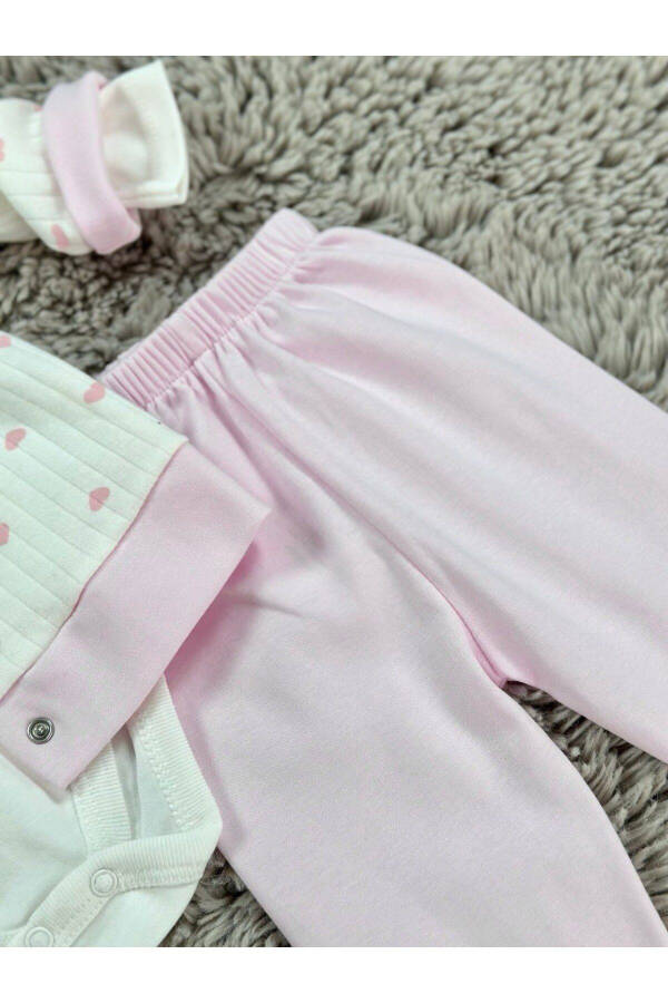 KIZ BEBEK KALP DESENLİ 3'LÜ TAKIM-Pembe - 6