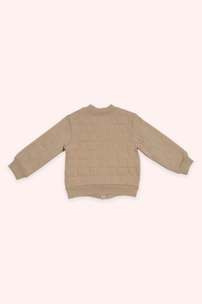 Kız Bebek Kedi Kapitoneli Fermuarlı Bej Sweatshirt - 2