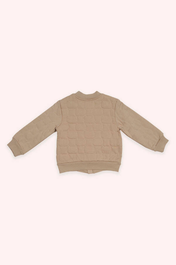Kız Bebek Kedi Kapitoneli Fermuarlı Bej Sweatshirt - 2