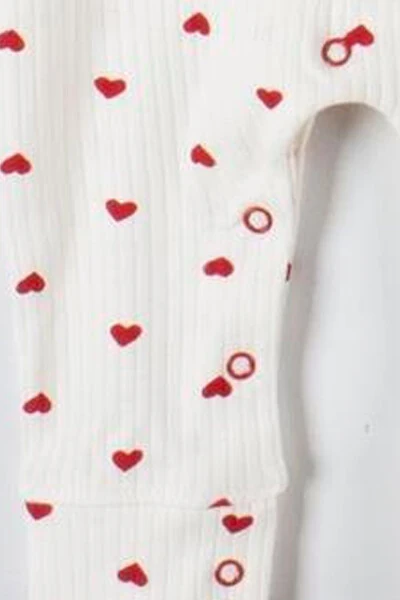 Kız Bebek Kırmızı Kalp Desenli Çıtçıtlı Şapkalı Tulum - 4