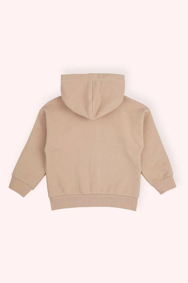 Kız Bebek Kolu Sim Çizgi Detaylı Fermuarlı Vizon Sweatshirt - 2