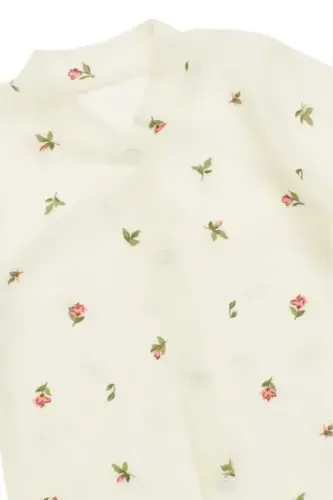 Kız Bebek Lale Baskılı Çıtçıtlı Yenidoğan Bebek Tulumu %100 Pamuk Esnek 1-3-6 Aylık-BEYAZ LALE - 4