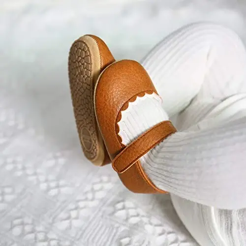 Baby Girls Mary Jane Flats Shoes with Non-Slip Soft Sole Toddler First Walkers Newborn Princess Dress Shoes - 4