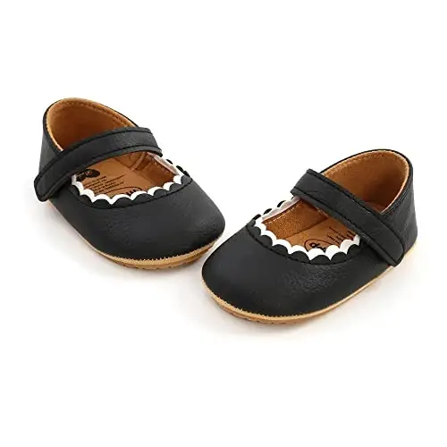 Baby Girl Mary Jane Dress Shoes Infant Newborn Flats Anti-Slip Soft PU Leather Party School Wedding Princess Baby Girl Shoes - 3