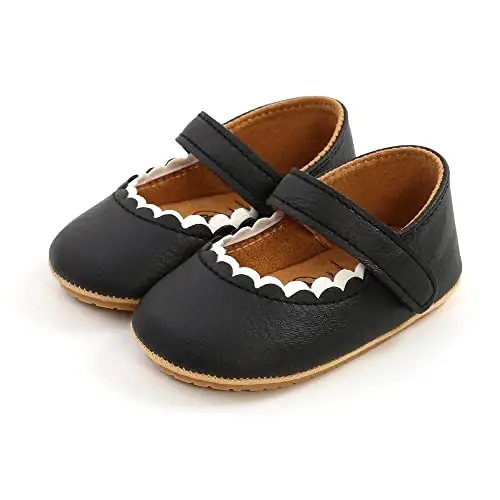 Baby Girl Mary Jane Dress Shoes Infant Newborn Flats Anti-Slip Soft PU Leather Party School Wedding Princess Baby Girl Shoes - 4