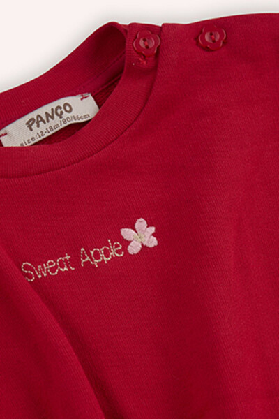 Kız Bebek Nakış Detaylı Kırmızı Sweatshirt - 005-Kırmızı - 3