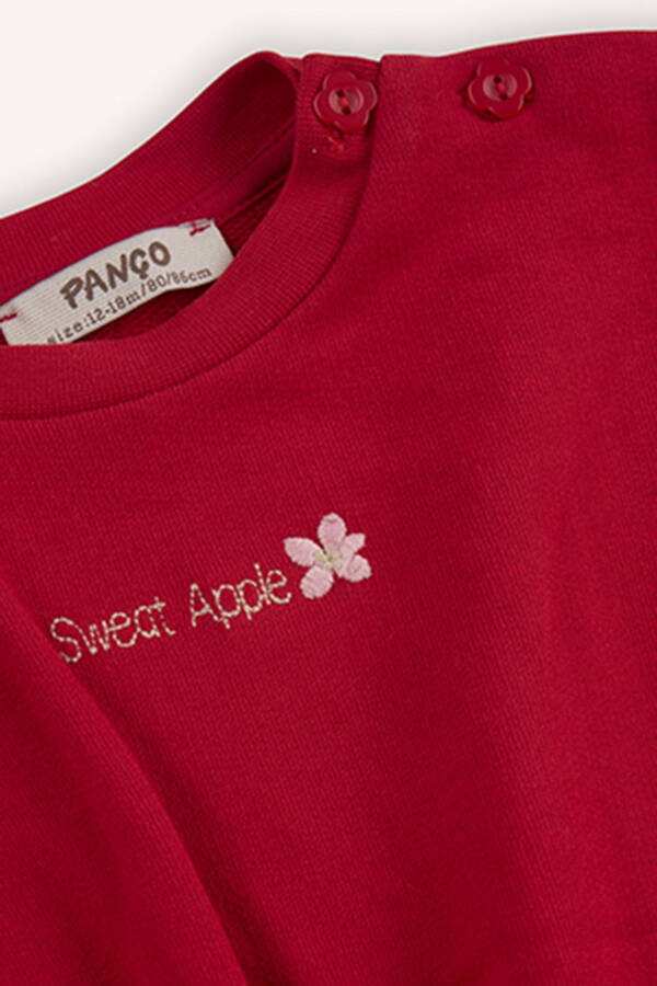 Kız Bebek Nakış Detaylı Kırmızı Sweatshirt - 005-Kırmızı - 3