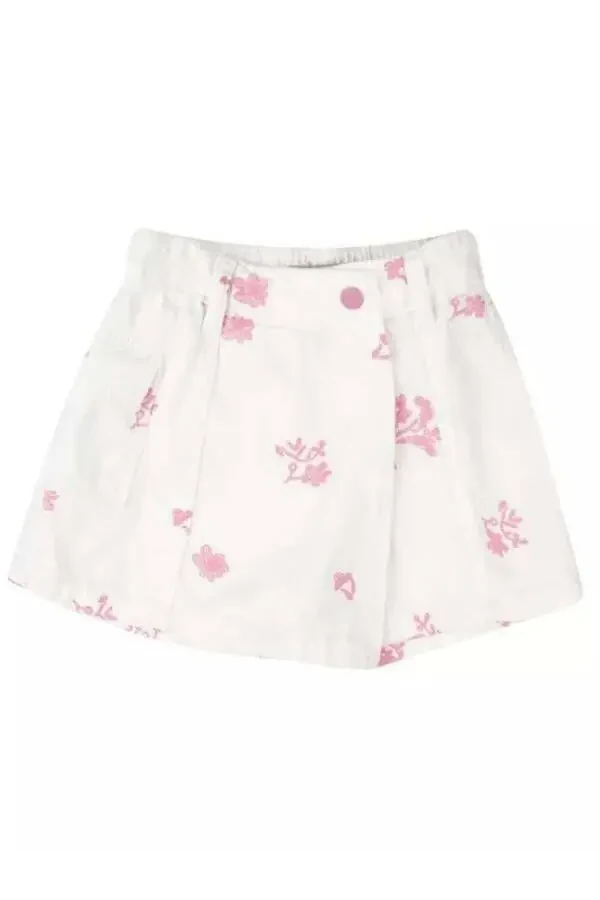 Kız Bebek Nakışlı Bel Lastikli Şort Etek - 3