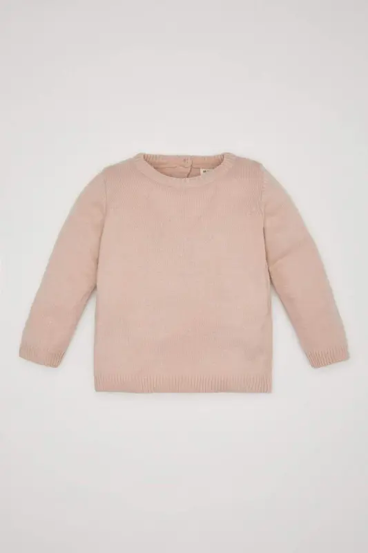 Açık Pembe Bisiklet Yaka Basic Düz Triko Kazak Kız Bebek X8187A223AU - Pembe-PN262 - 5