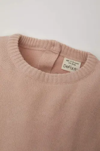 Açık Pembe Bisiklet Yaka Basic Düz Triko Kazak Kız Bebek X8187A223AU - Pembe-PN262 - 6