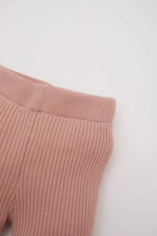 İspanyol Paça Fitilli Bej Triko Tayt Kız Bebek C8442A524WN - Pembe-BR96 - 2