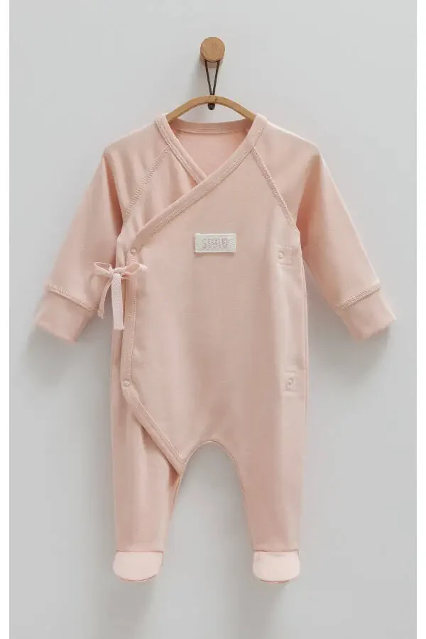 KIZ BEBEK TULUM %100 PAMUK YANDAN ÇITÇITLI (0-1 , 1-3 AY PATİKLİ - 3-6 AY PATİKSİZ)-Pembe - 1