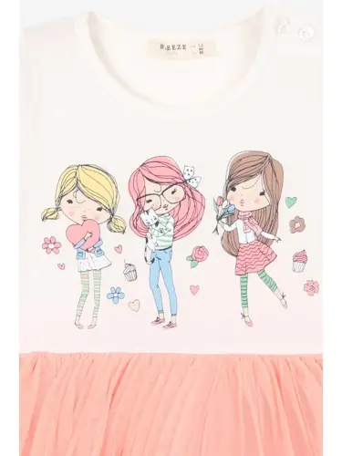 Kız Bebek Uzun Kollu Elbise Baskılı Ekru (1.5 Yaş)-Ekru - 3