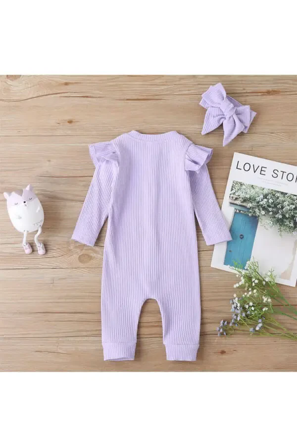 Kız Bebek Uzun Kollu Fitilli %100 Pamuk Tulum - 6