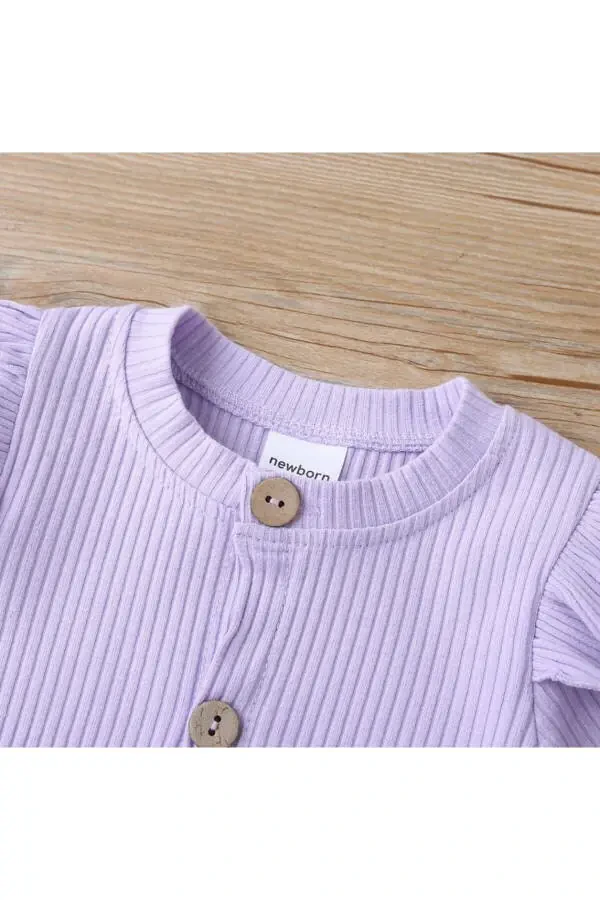 Kız Bebek Uzun Kollu Fitilli %100 Pamuk Tulum - 4