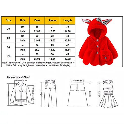 Kız Bebekler İçin Kışlık Palto Suni Kürk Polar Ceket Tavşan Kulaklı Kapüşonlu Mont Çantayla Kalın Düğmeli Kabarcıklı Mont - 4