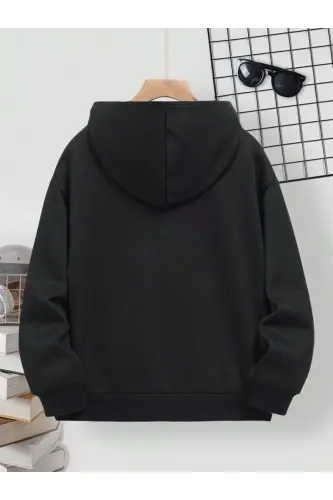 Kız Çocuk 3'lü Paket Siyah-Gri-Pembe Kalp Baskılı Kapşonlu Fermuarlı Hırka-siyah - 3