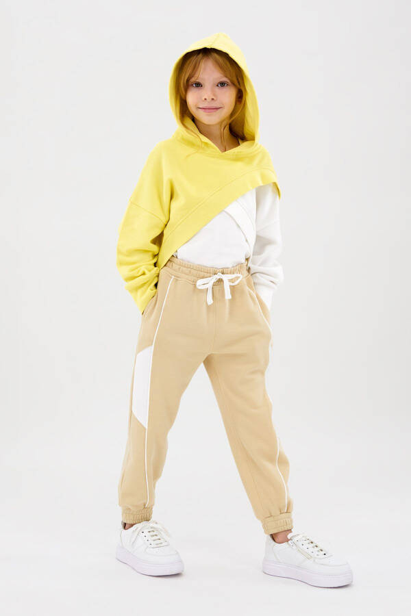 Kız Çocuk Asimetrik Sarı Sweatshirt - 014-Sarı - 1