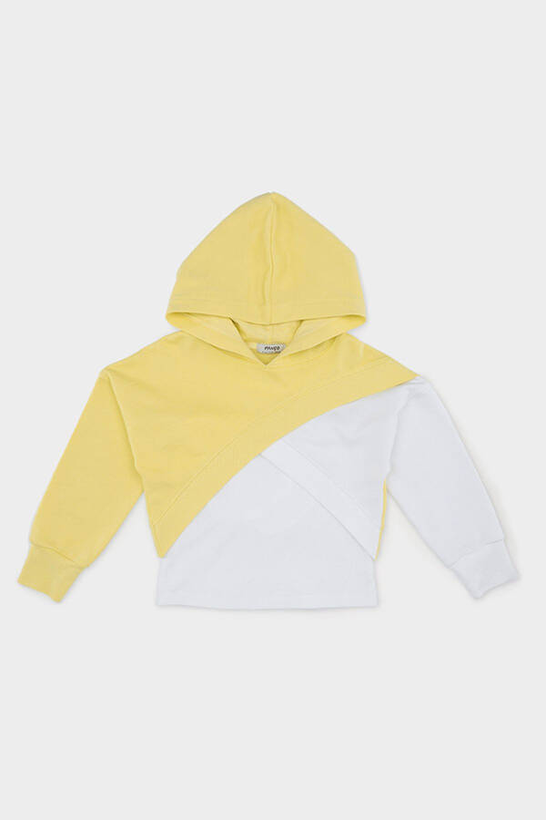 Kız Çocuk Asimetrik Sarı Sweatshirt - 014-Sarı - 4