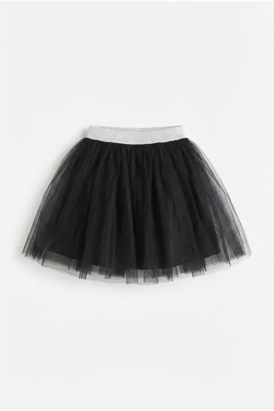 Kız Çocuk Astarlı Kabarık Tütü Etek, 23 Nisan Doğum Günü Tütü Etek-Siyah - 1