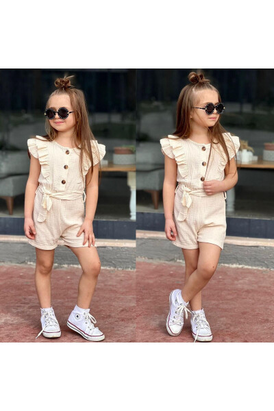 KIZ ÇOCUK BELDEN BAĞLAMALI MÜSLİN TULUM-EKRU - GENEL MARKALAR