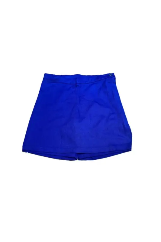 Kız Çocuk Beli Lastikli Spor Model Okul Kanvars Keten Şort Etek-Lacivert - 1